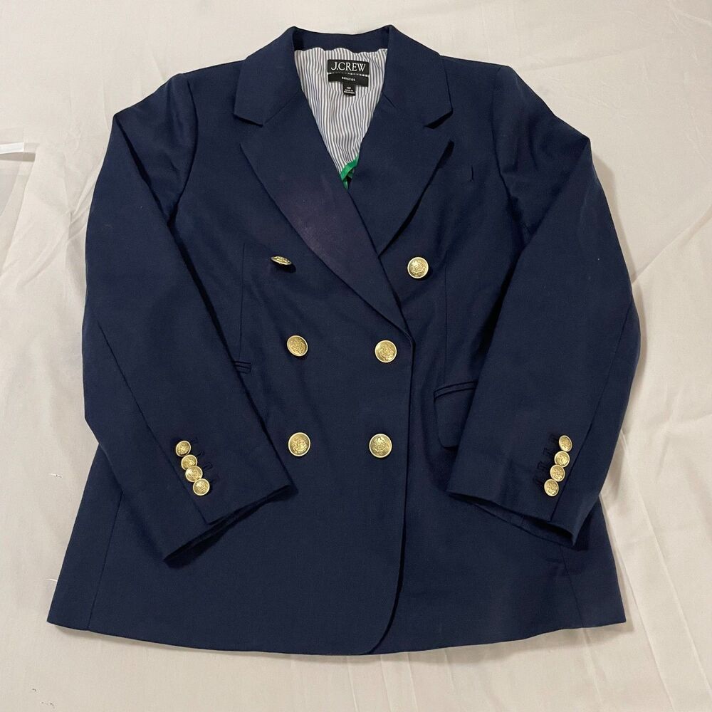J.Crew $248 Bristol Blazer Stretch Linen Blend Navy Size 10P AW081